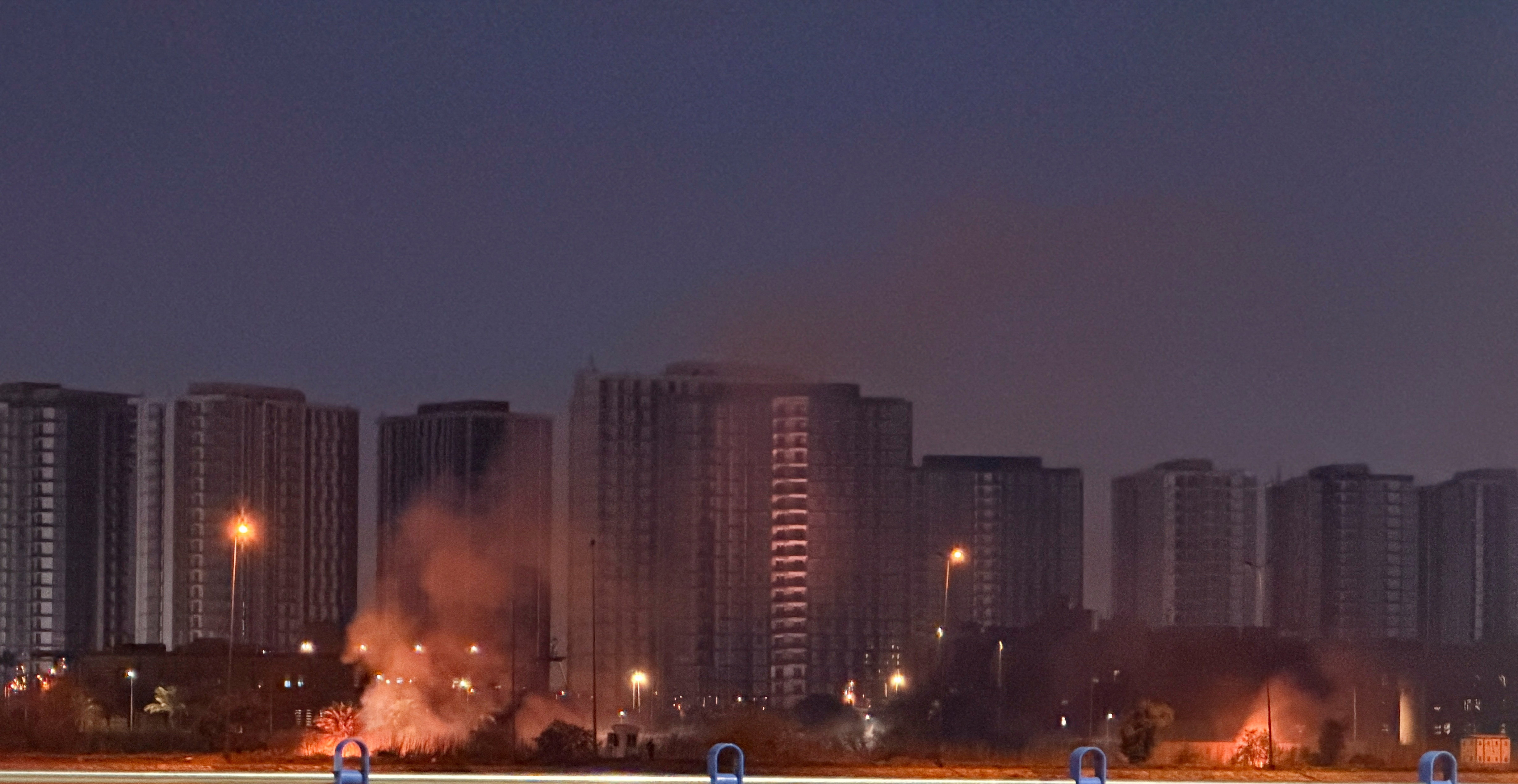 Smoke rises after an explosion at the U.S. Embassy compound in Baghdad, Iraq, following a rocket and drone attack, according to security sources