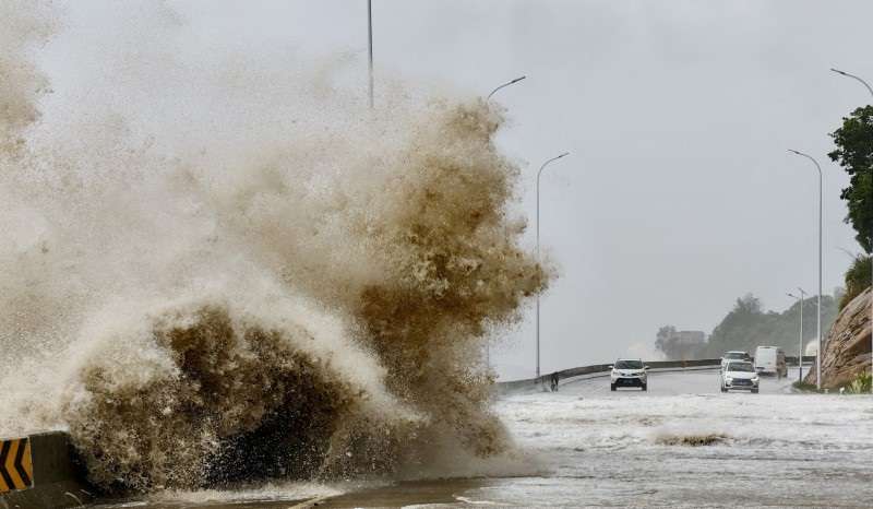 FILE PHOTO: Waves in Ningde as Typhoon Gaemi approaches