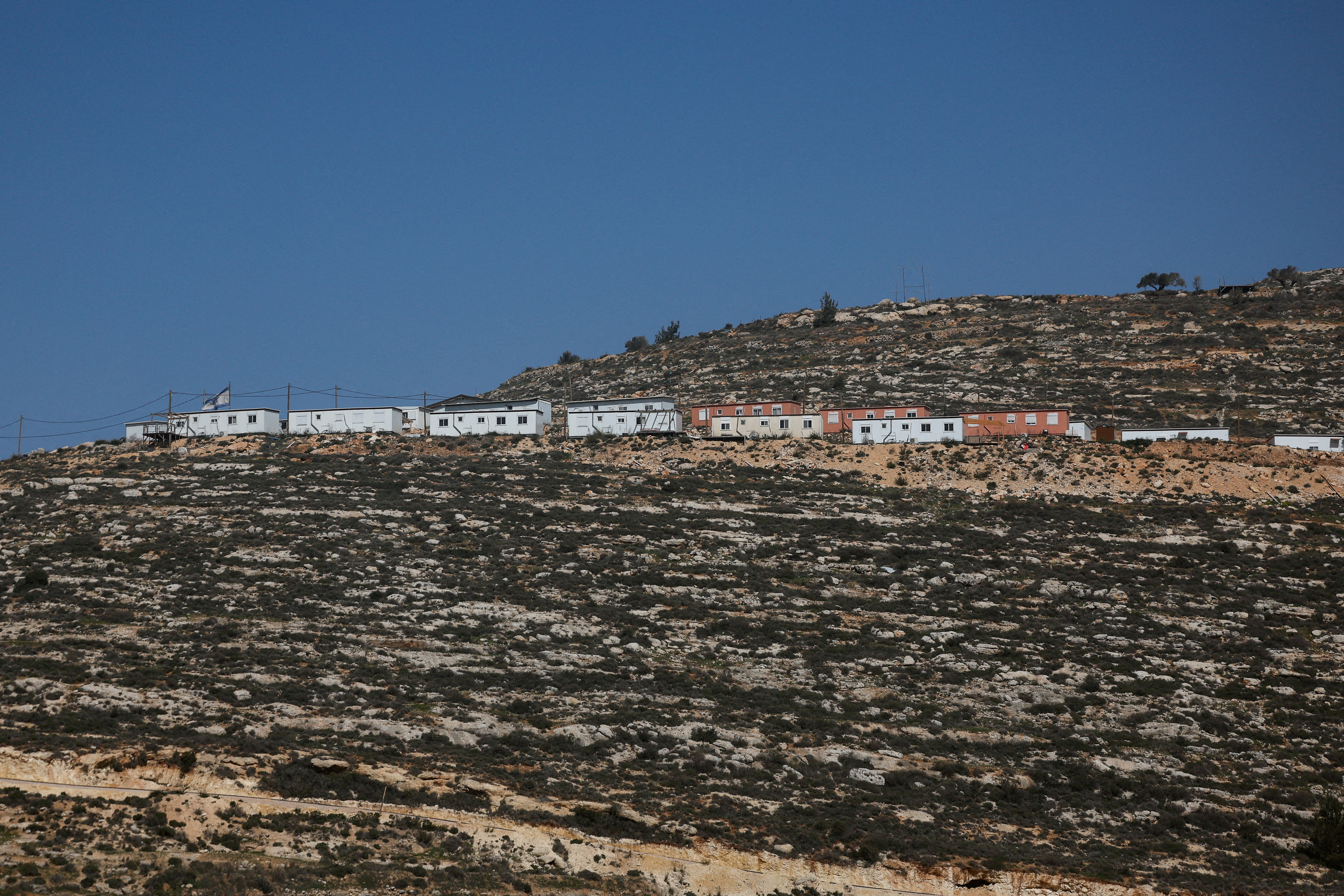FILE PHOTO: A new Israeli settlement near the town of Turmus Aya, in the Israeli occupied West Bank