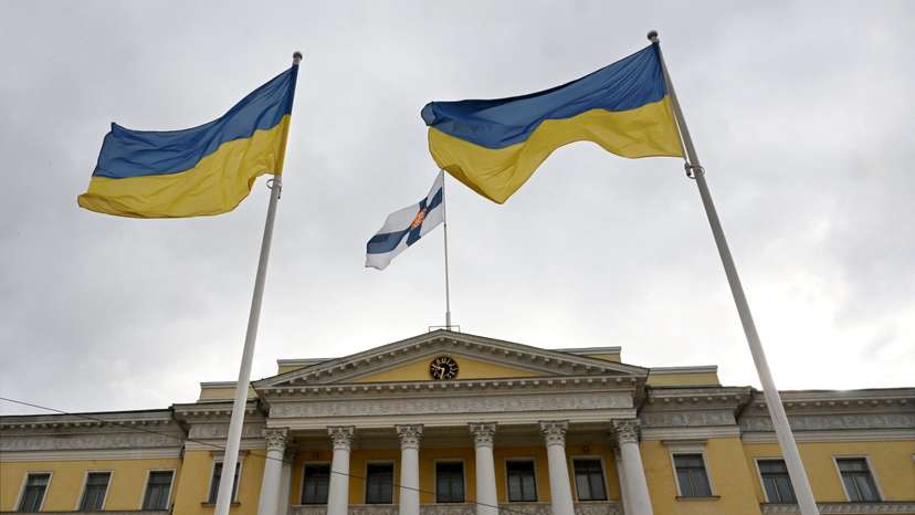 Flags fly for Ukraine's Independence Day, in Helsinki