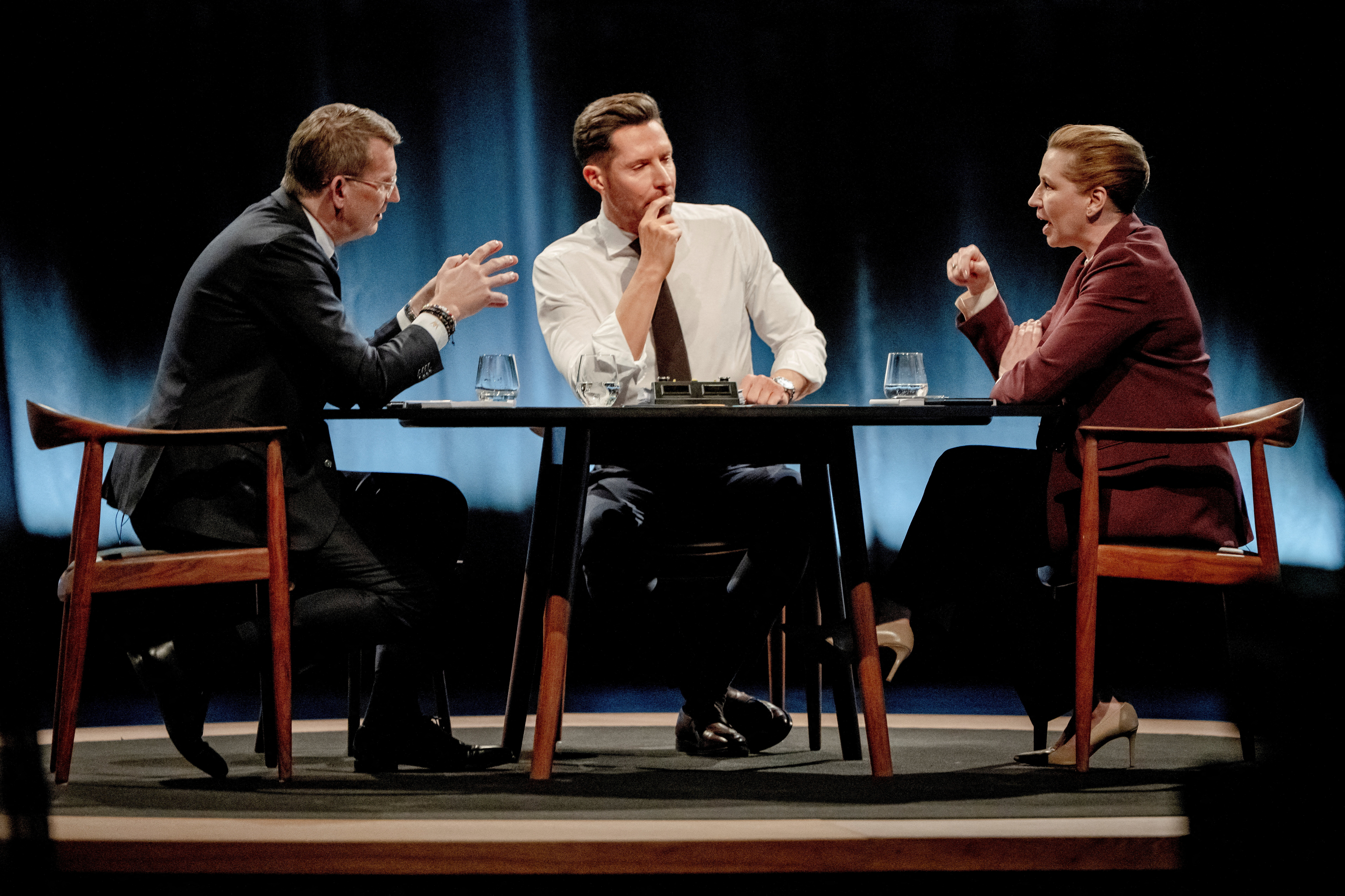 FILE PHOTO: Debate between Mette Frederiksen and Troels Lund Poulsen on DR