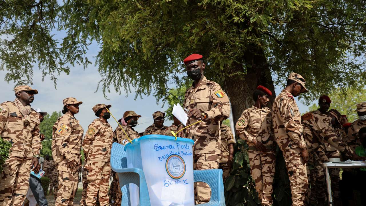 Chad soldiers vote early in the presidential election in N'djamena