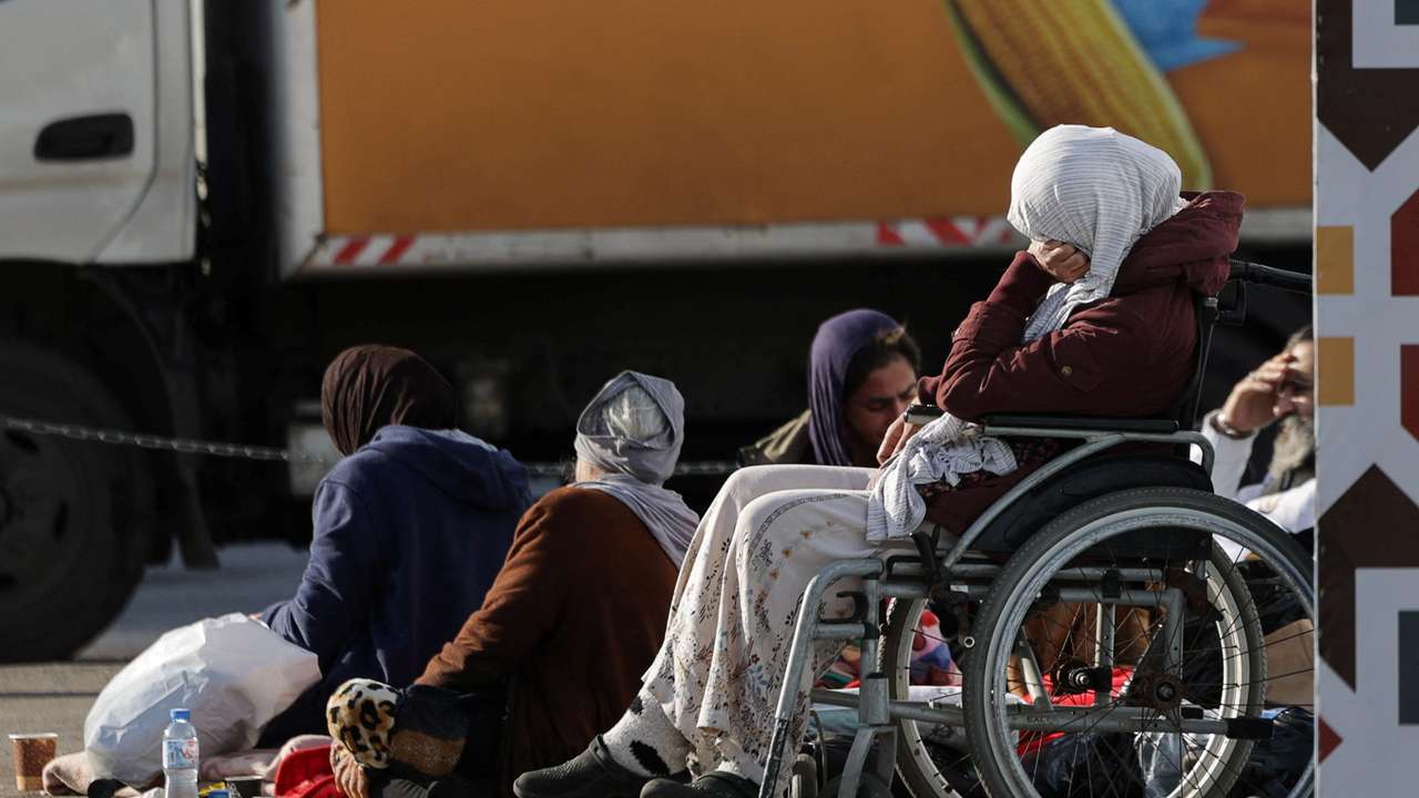 Displaced people from the southern suburbs, gather at Martyrs' Square in Beirut