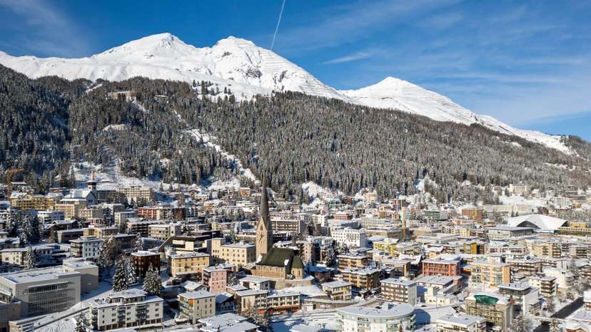 FILE PHOTO: Overview of the town of Davos ahead of the annual meeting of the WEF