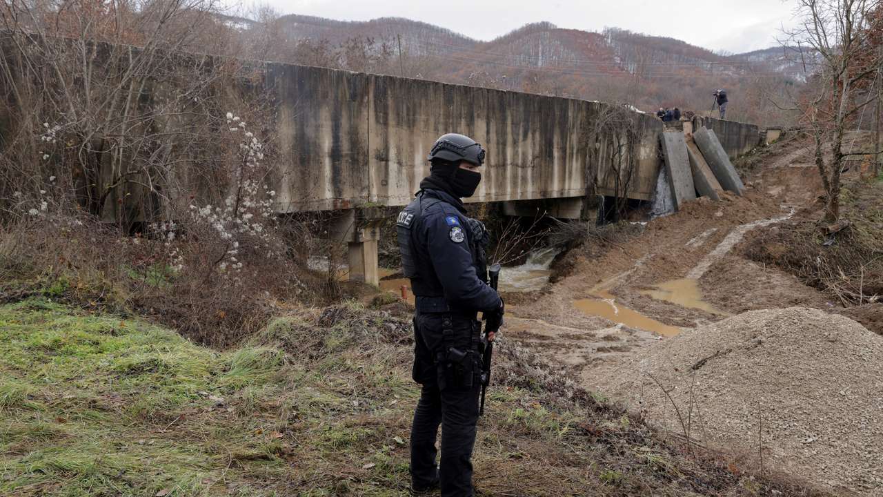 Damaged canal in northern Kosovo supplying water to two coal-fired power plants
