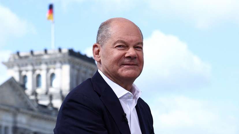 German Chancellor Olaf Scholz attends a TV interview in Berlin