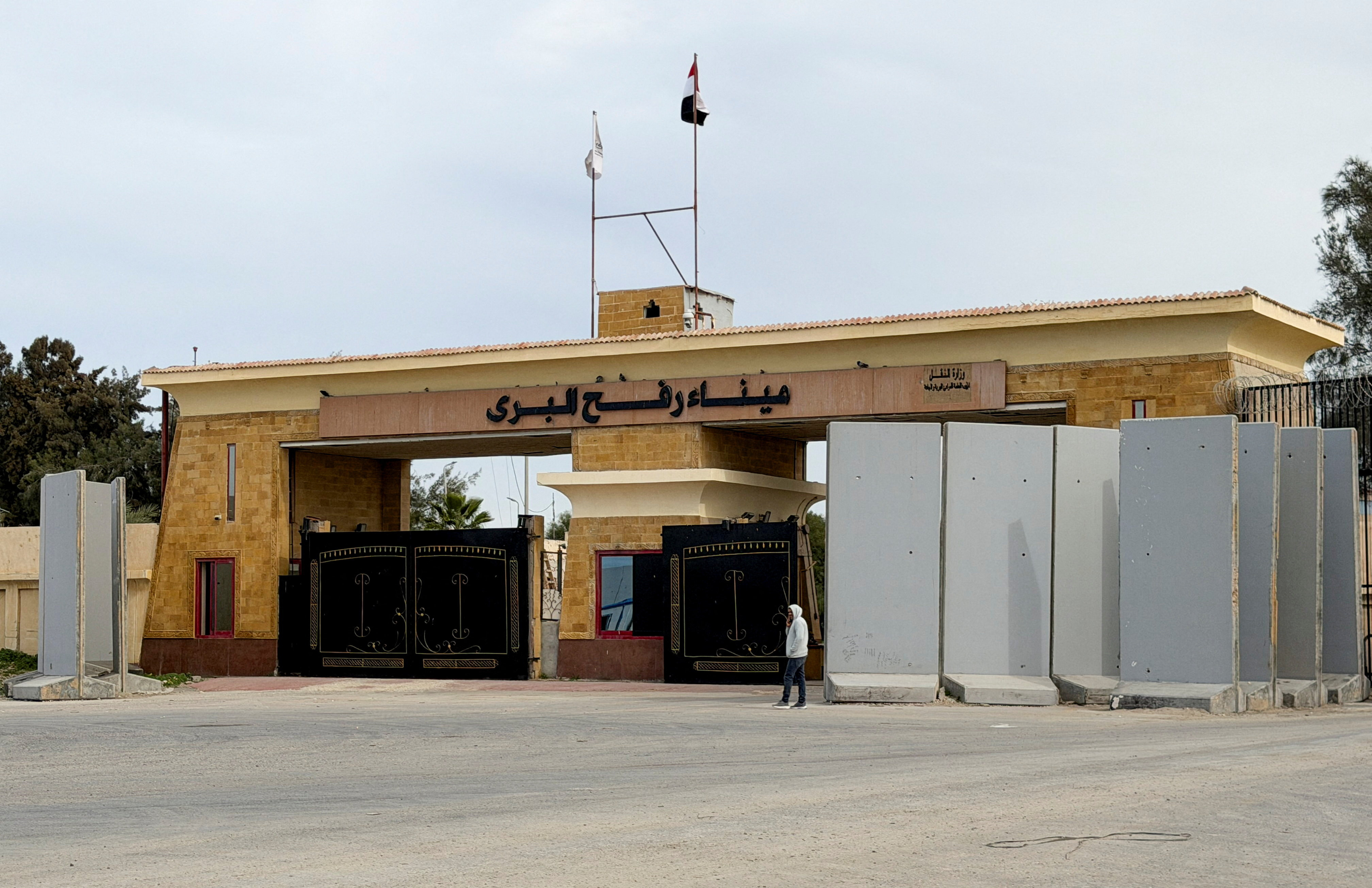A gate at the Rafah border crossing between Egypt and the Gaza Strip, in Rafah