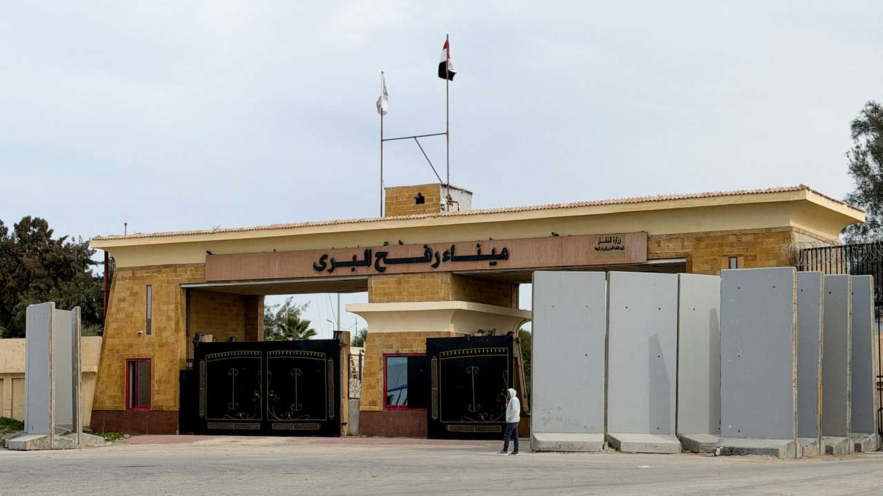 A gate at the Rafah border crossing between Egypt and the Gaza Strip, in Rafah