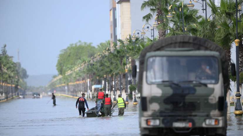 FILE PHOTO: Royal Armed Forces and civil authorities work together to address flooding risks amid rising waters in the Loukkos River, in Ksar El Kebir