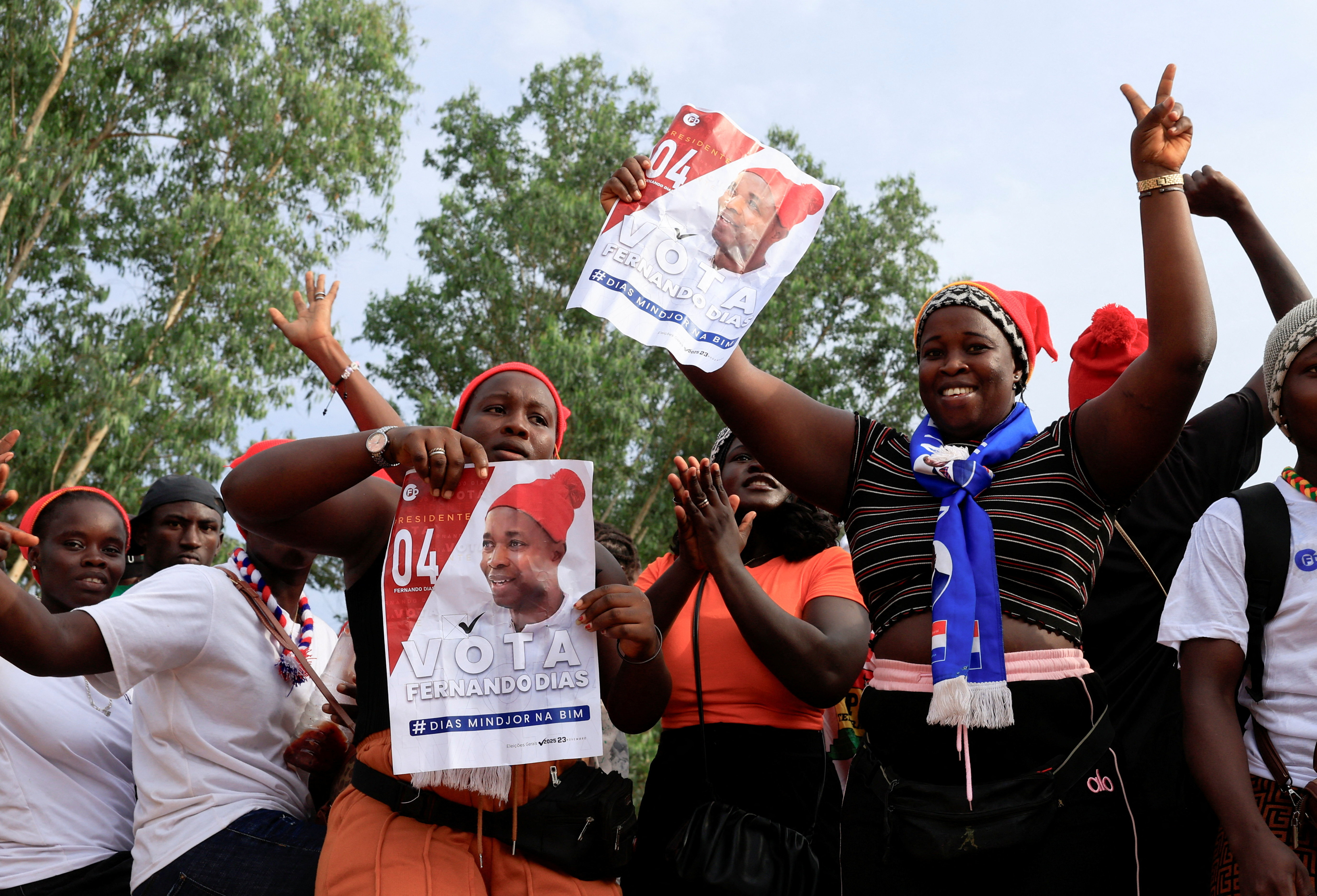 Supporters of Guinea-Bissau’s main opposition leader Fernando Dias take part in his final campaign rally, in Bissau