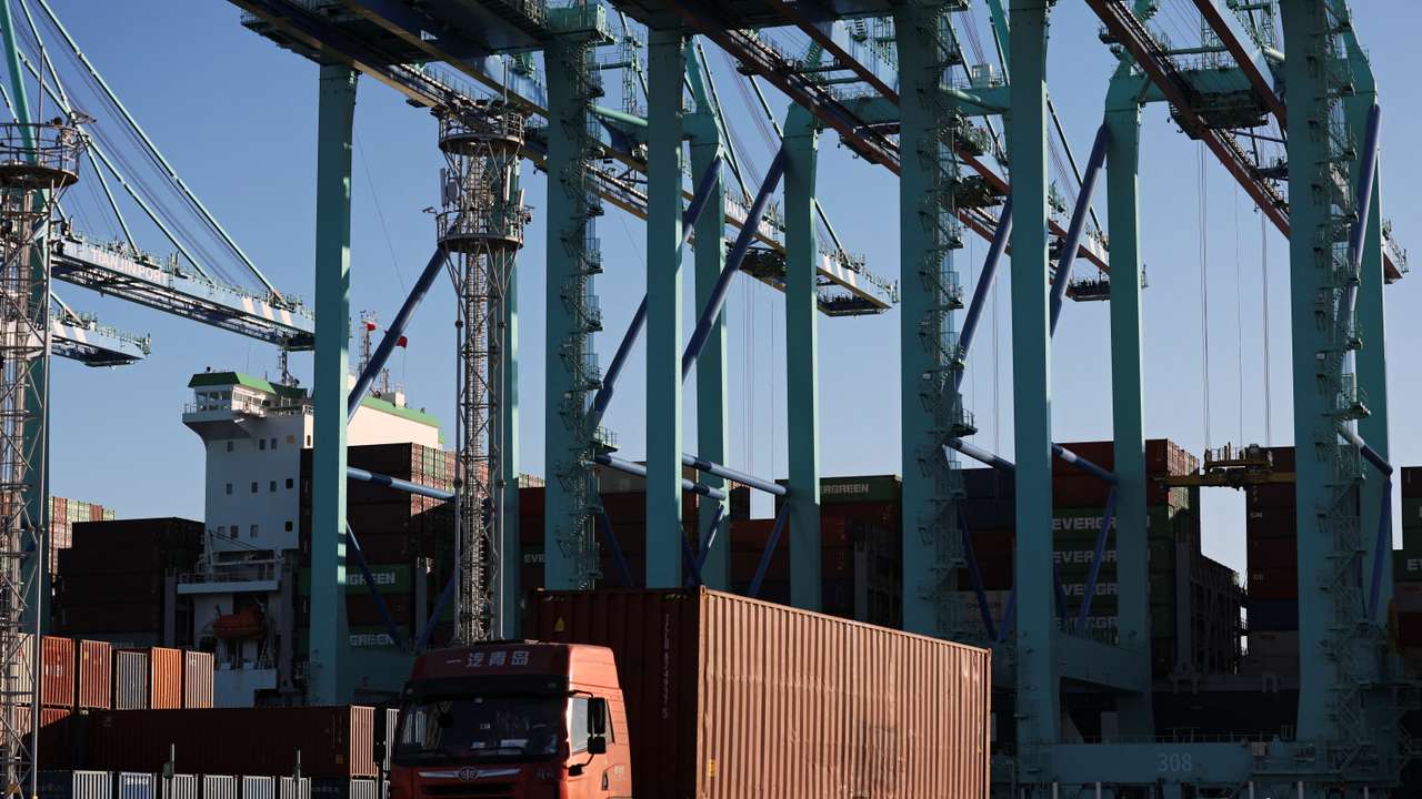 Containers at a port in Tianjin