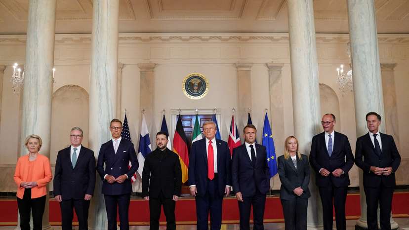 FILE PHOTO: U.S. President Trump meets with Ukrainian President Zelenskiy and European leaders, in Washington, D.C.