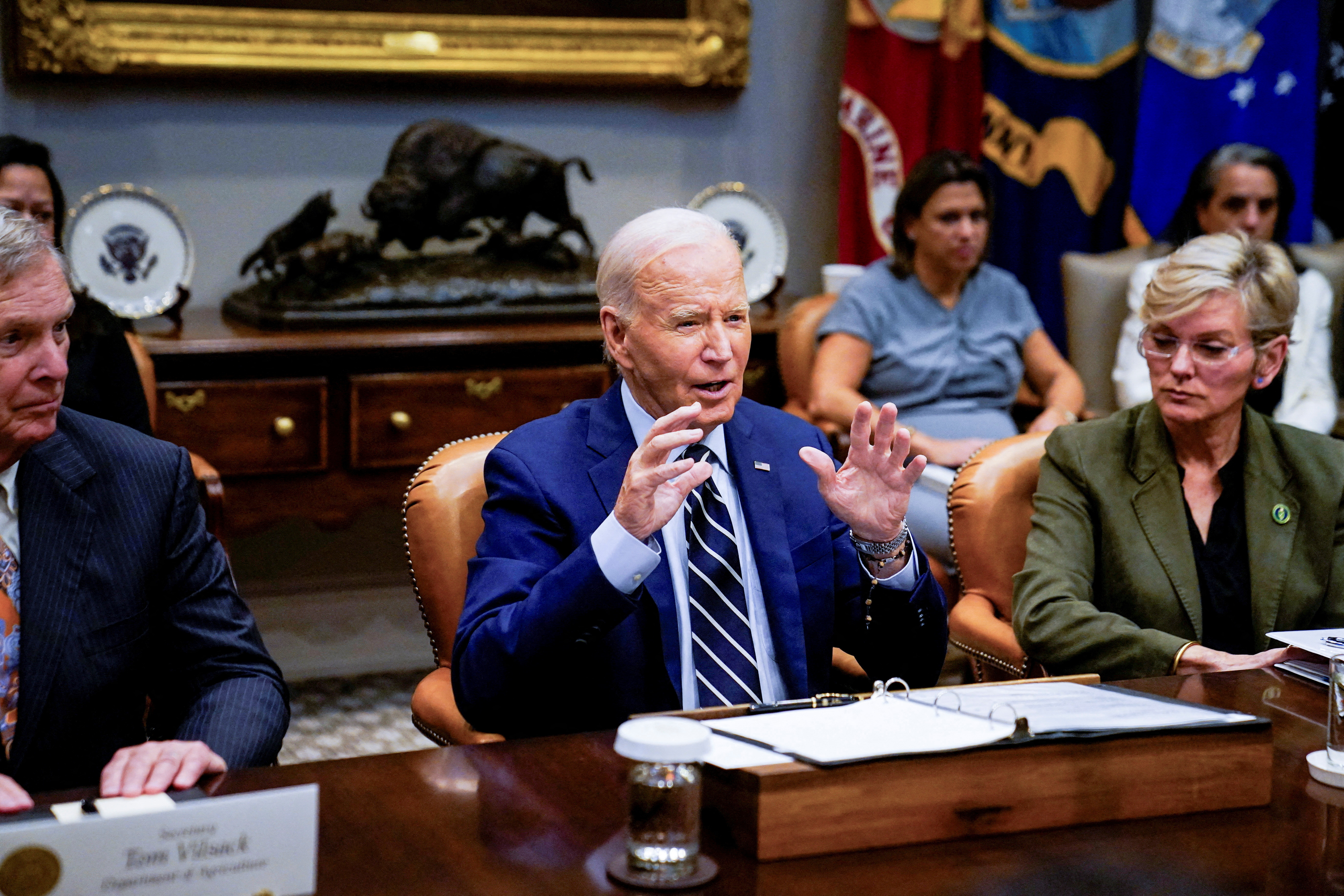 U.S. President Joe Biden speaks about the federal government response to Hurricane Helene and preparations for Hurricane Milton, in Washington