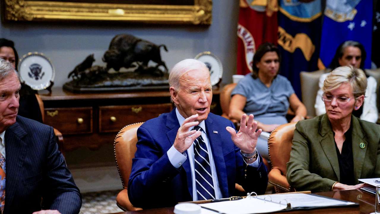 U.S. President Joe Biden speaks about the federal government response to Hurricane Helene and preparations for Hurricane Milton, in Washington
