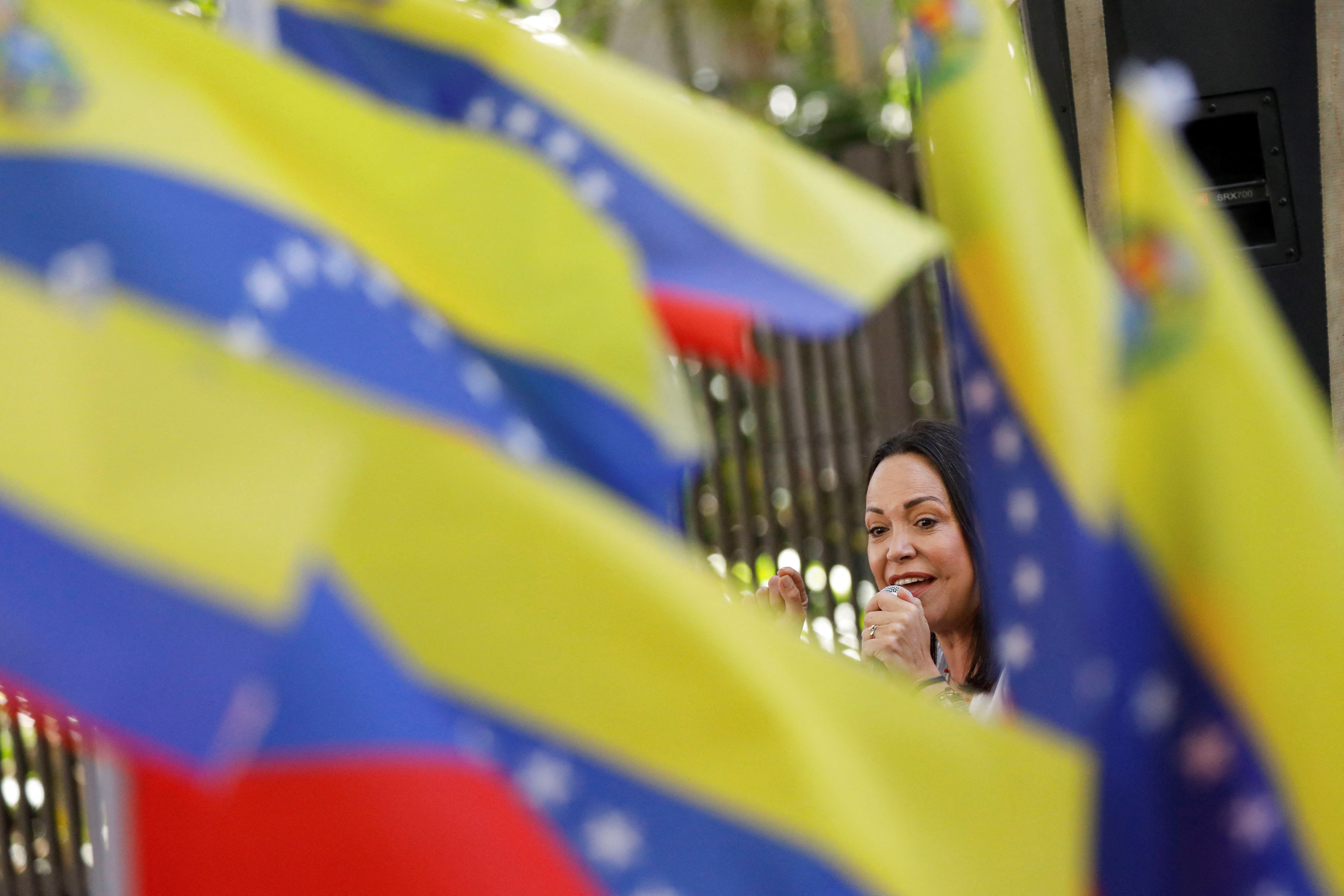 Venezuela opposition presidential candidate Maria Corina Machado attends an event, in Caracas