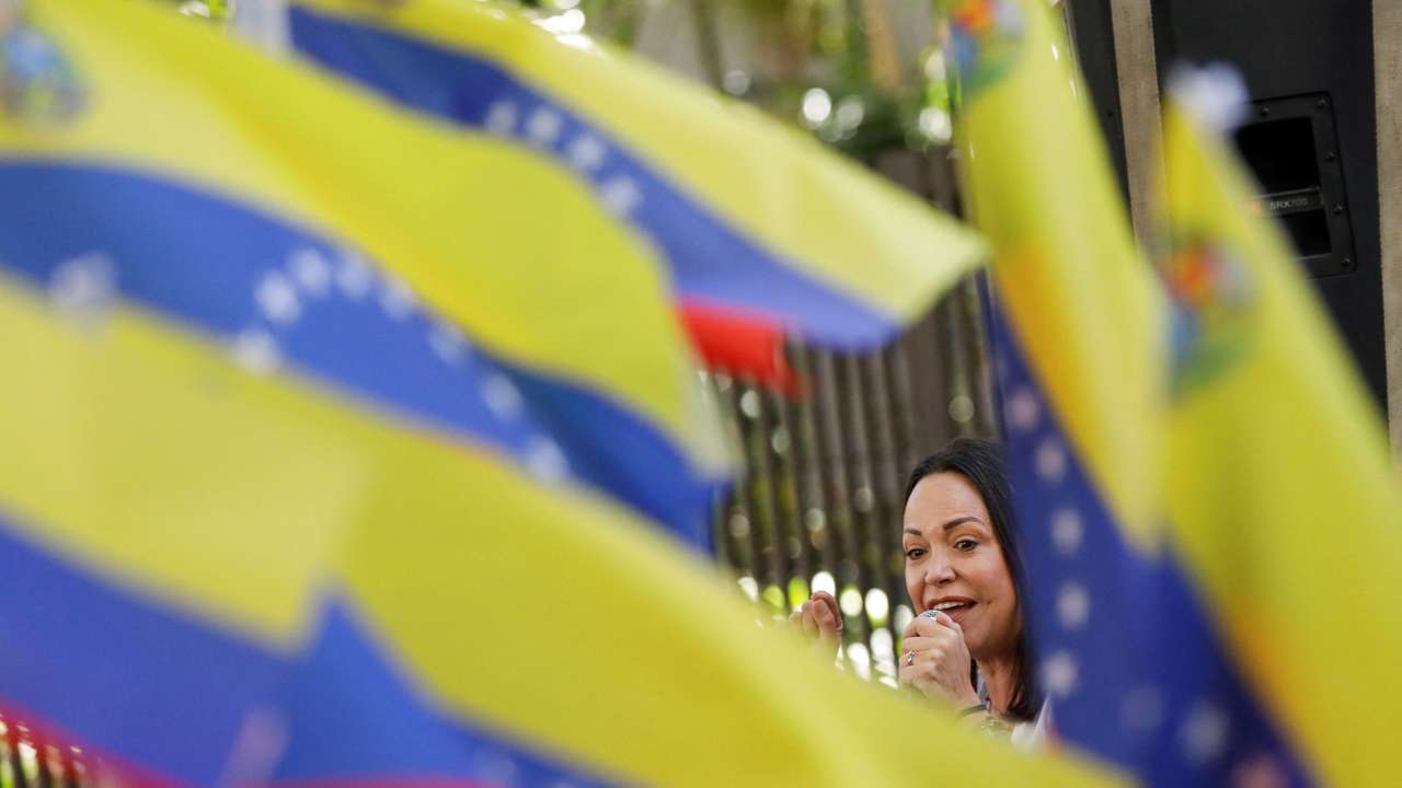 Venezuela opposition presidential candidate Maria Corina Machado attends an event, in Caracas