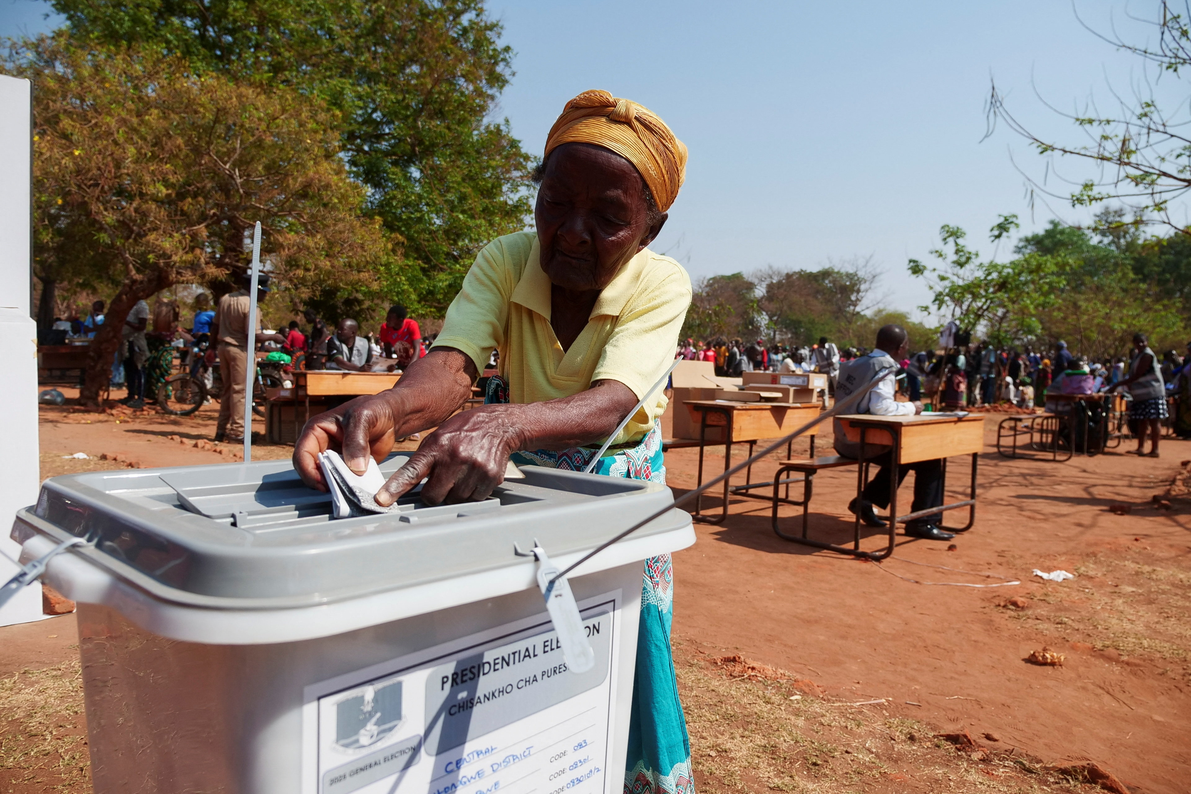 A women votes during Malawi's general election, at Malembo village, west of the capital, Lilongwe, Malawi September 16, 2025. REUTERS/Eldson Chagara