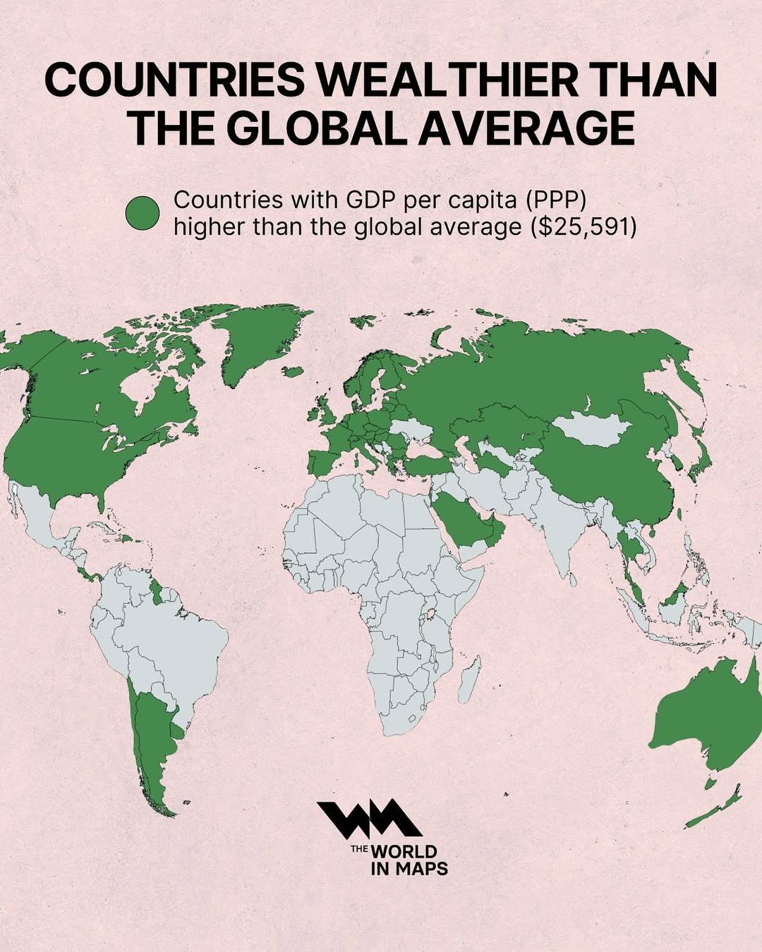 This map highlights all countries with a GDP per capita at purchasing power parity (PPP) above t