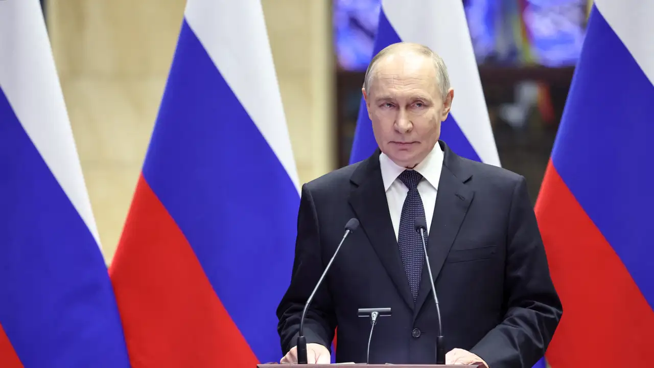 Russian President Putin takes part in an awarding ceremony in Moscow