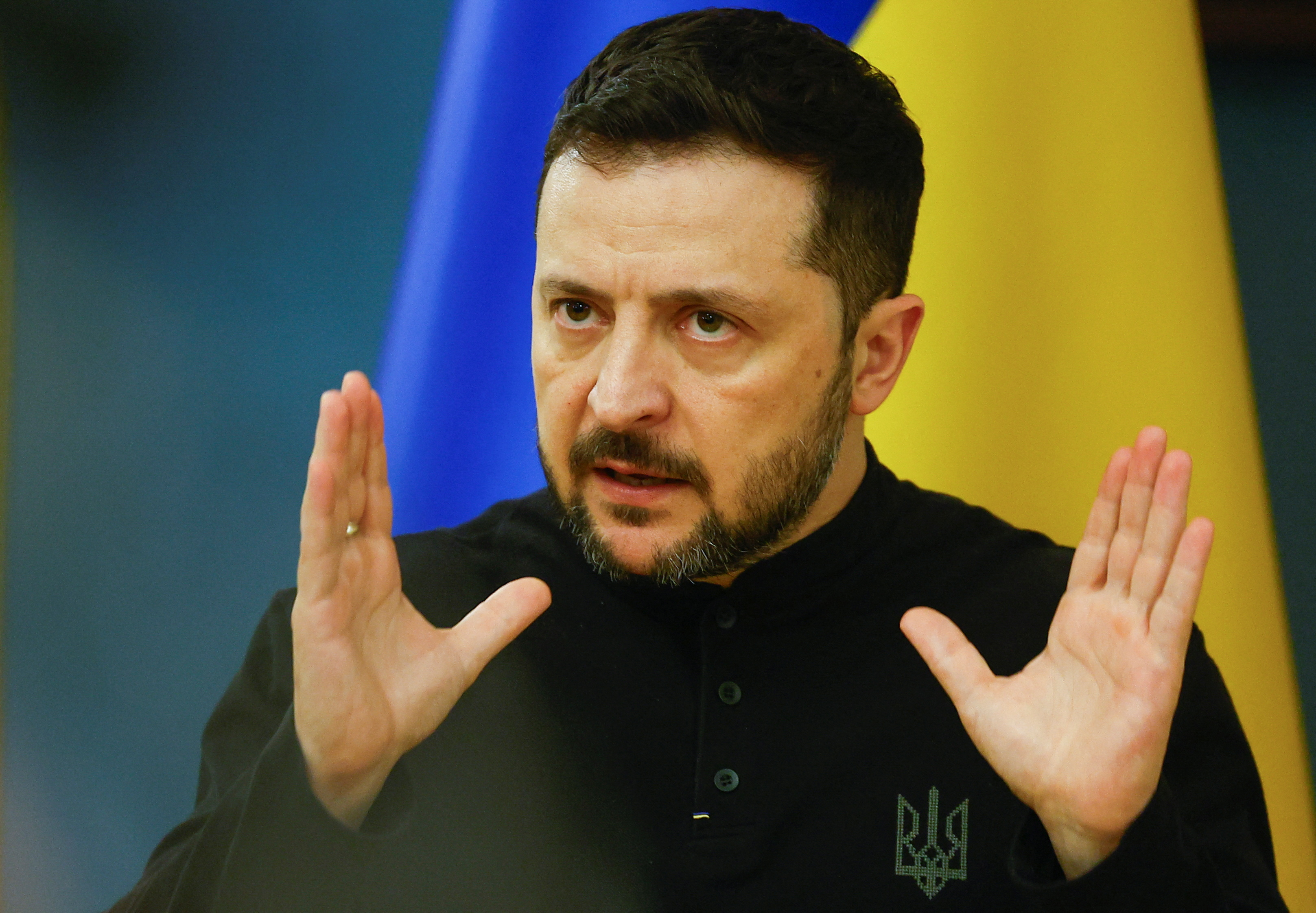 Ukraine's President Zelenskiy holds a press conference in Kyiv