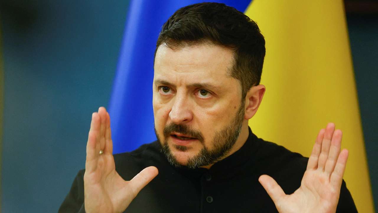 Ukraine's President Zelenskiy holds a press conference in Kyiv