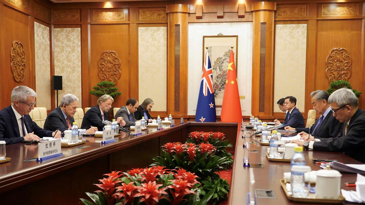 New Zealand's Foreign Minister Peters and Chinese Foreign Minister Wang meet in Beijing