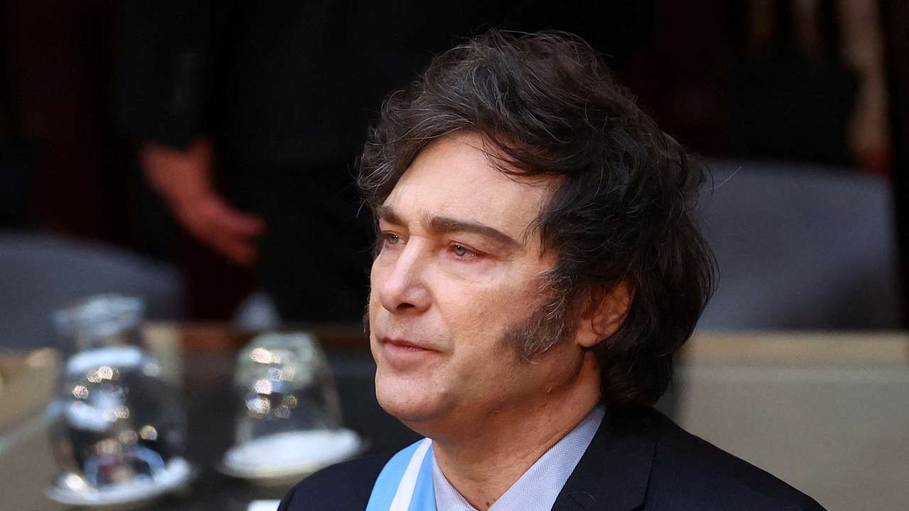 FILE PHOTO: Argentine President Javier Milei presents fiscal year 2025 budget, in Buenos Aires