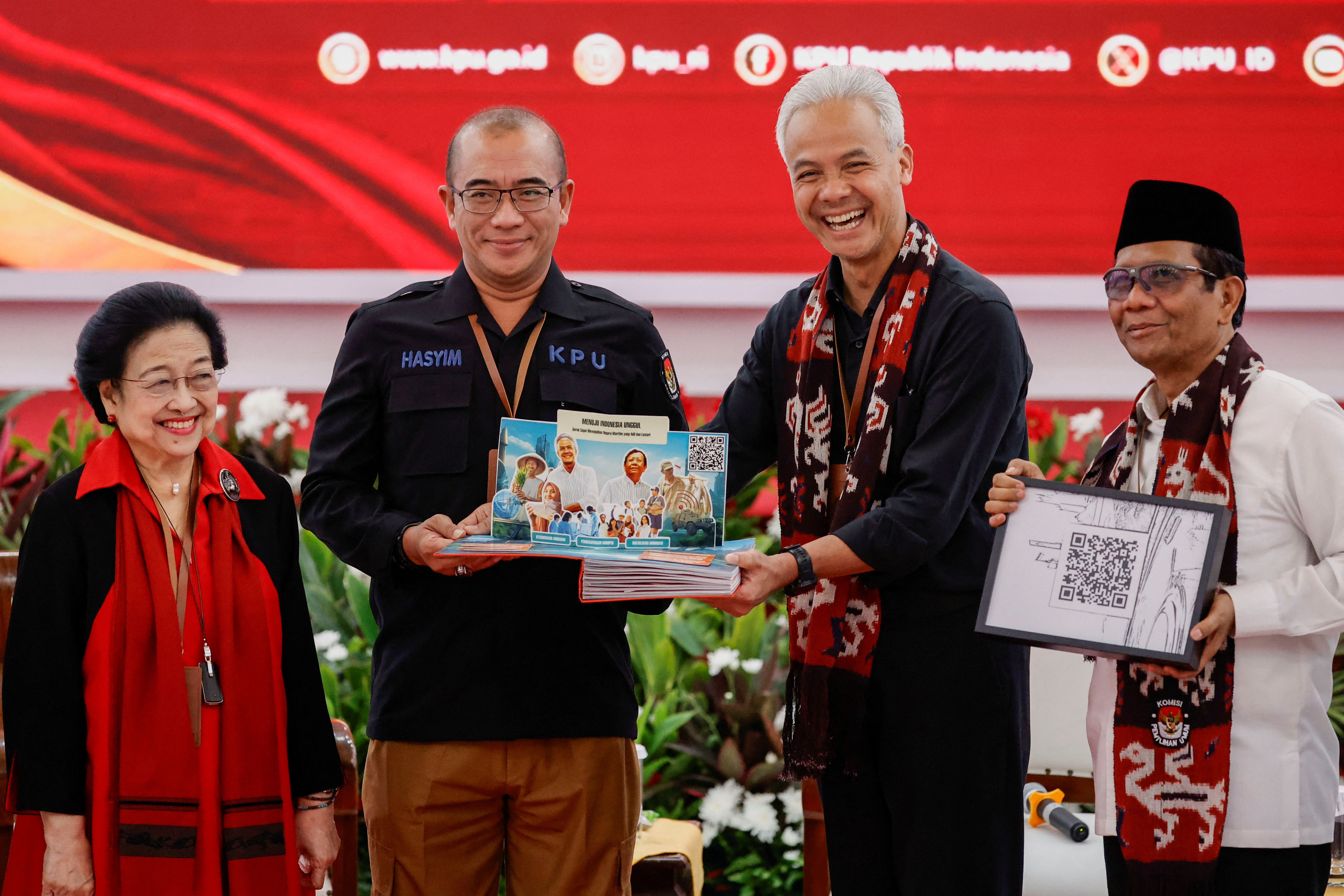 Candidates for the next year's election register to the election commission in Jakarta