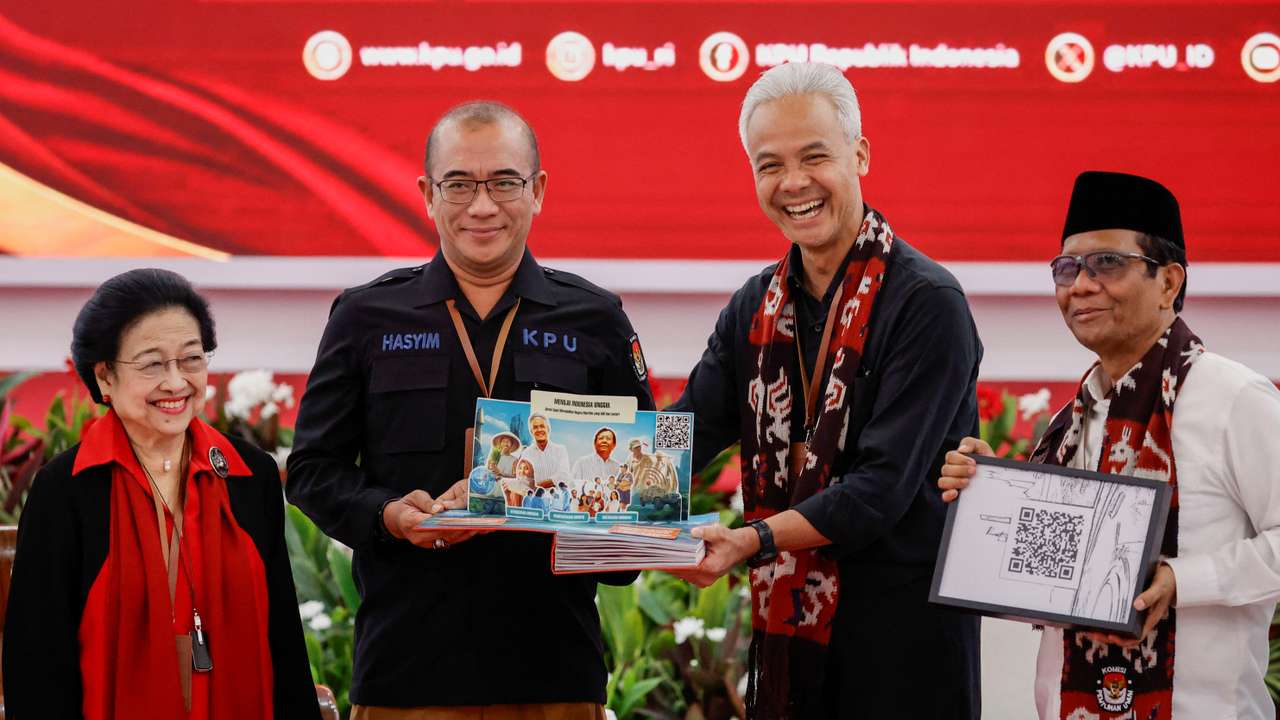 Candidates for the next year's election register to the election commission in Jakarta