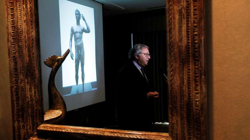 FILE PHOTO: Gian Mario Spacca is seen reflected in a mirror while being interviewed in Los Angeles