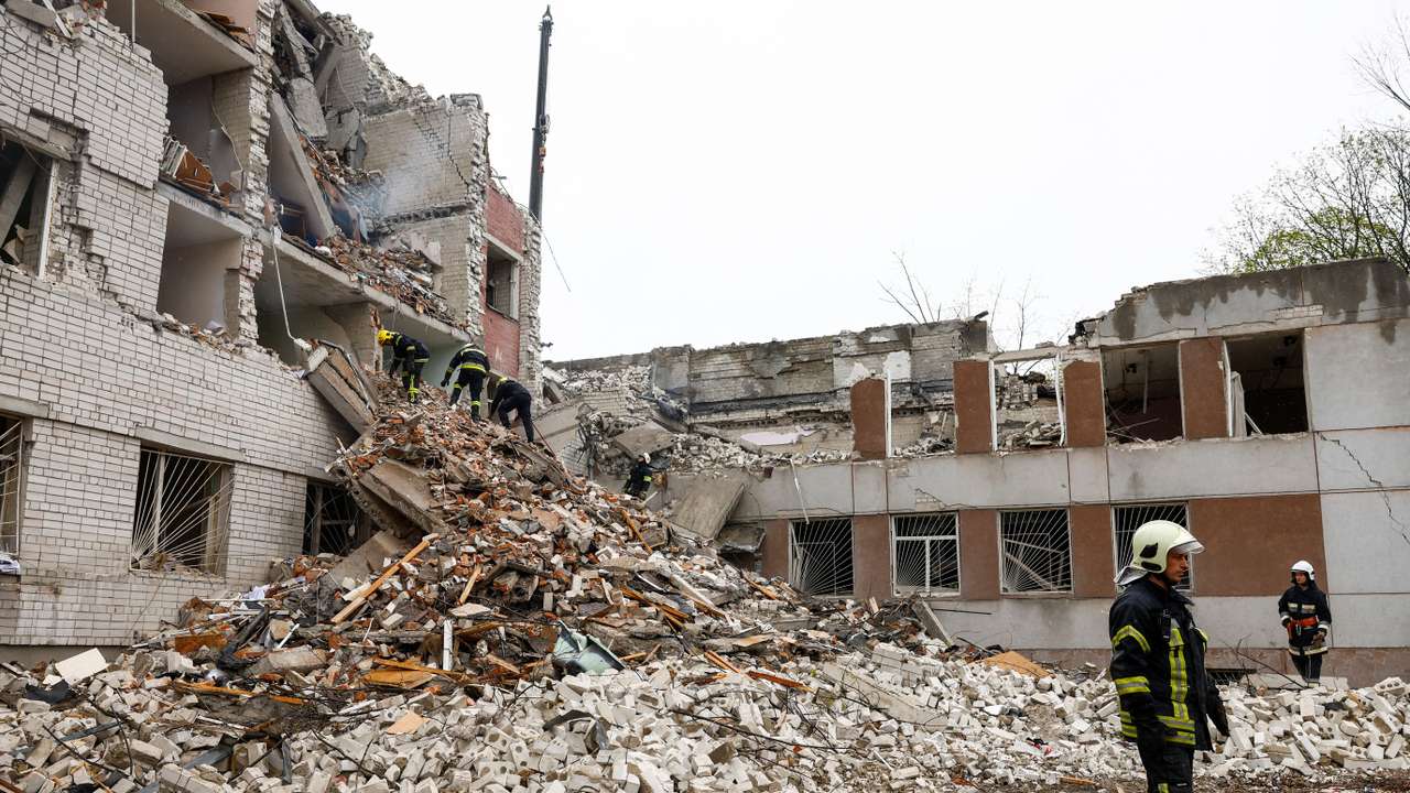 Aftermath of a Russian missile strike in Chernihiv