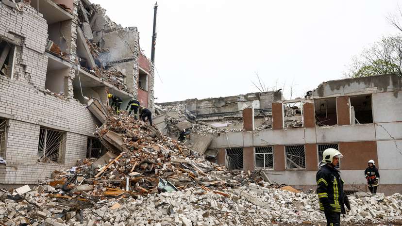 Aftermath of a Russian missile strike in Chernihiv
