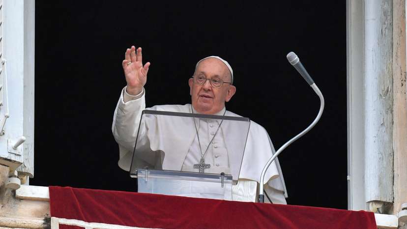 Pope Francis leads the Angelus prayer at the Vatican