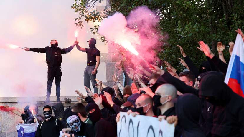Far-right anti-immigration demonstration, in Ljubljana