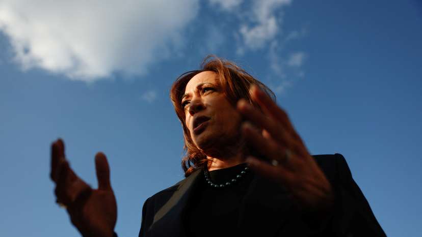Democratic presidential nominee and U.S. Vice President Kamala Harris departs for New York at Joint Base Andrews