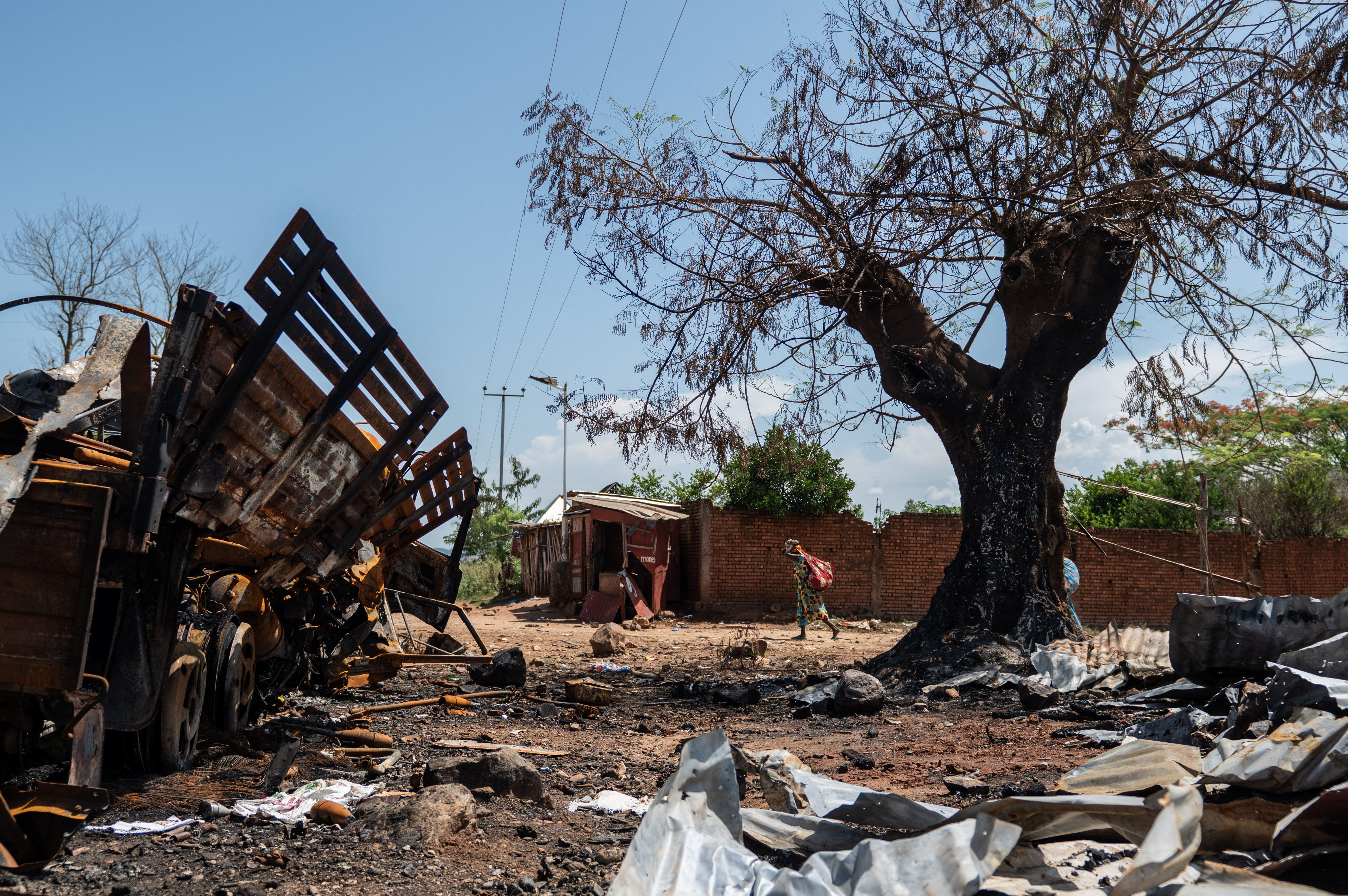 A suspected Burundian military vehicle destroyed during renewed clashes between AFC/M23 and FARDC in Luvungi, South Kivu