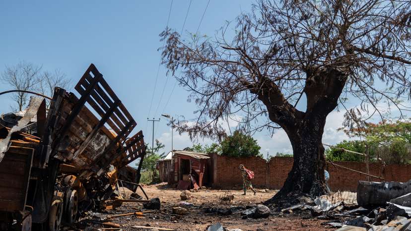 A suspected Burundian military vehicle destroyed during renewed clashes between AFC/M23 and FARDC in Luvungi, South Kivu
