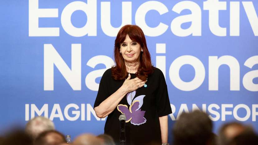 Argentina's former President Cristina Fernandez de Kirchner attends an educational congress at the Social Sciences School of UBA, in Buenos Aires