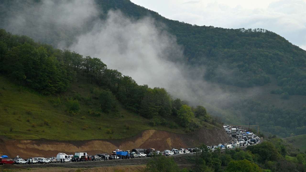 A picture and its story: Fleeing from Nagorno-Karabakh on the mountain road west