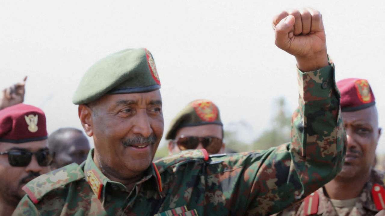 Sudan army chief Abdel Fattah al-Burhan at the presidential palace in Khartoum
