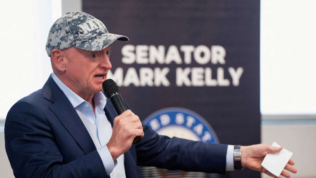 FILE PHOTO: Senator Mark Kelly hosts a town hall in Sierra Vista, Arizona