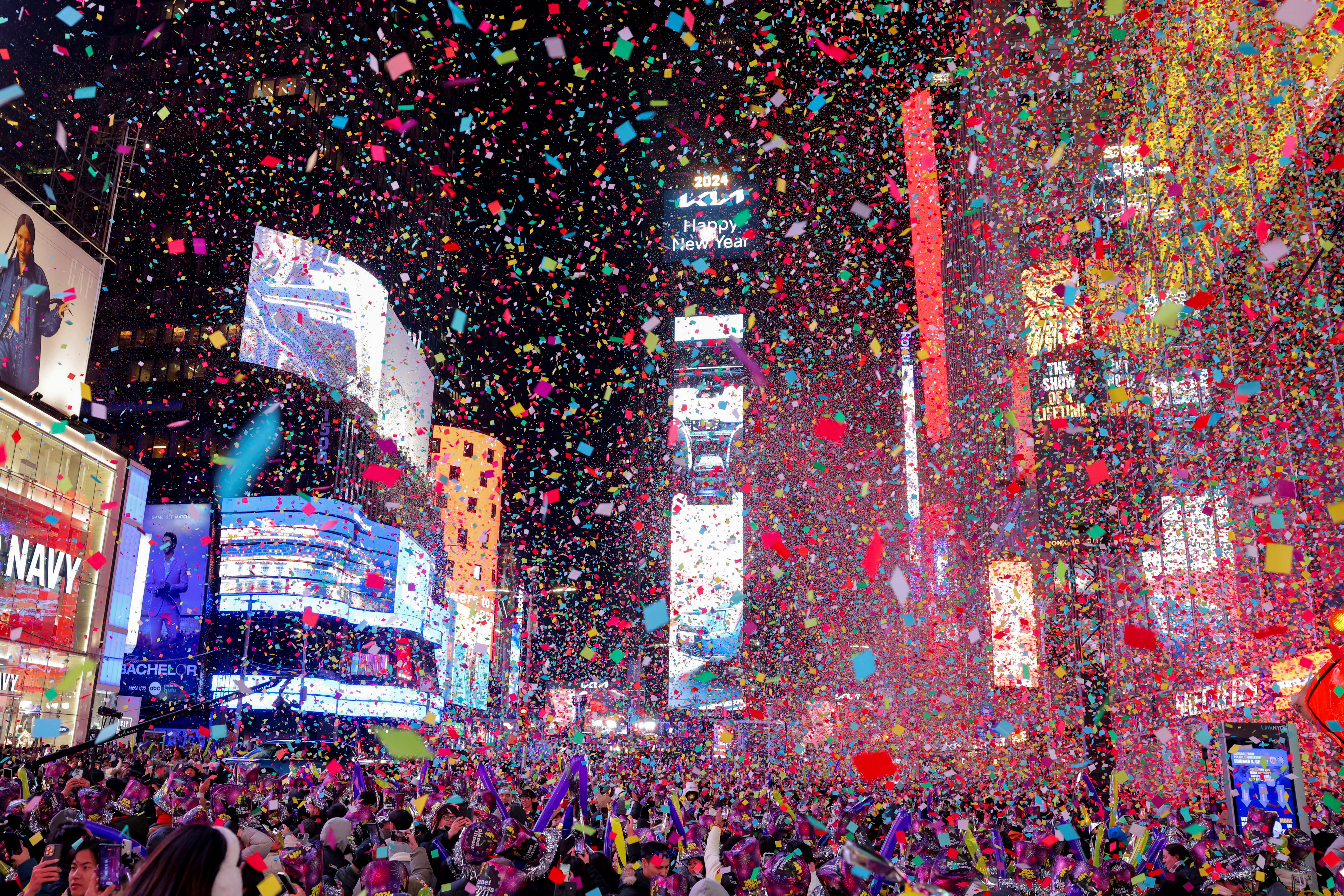 Revellers celebrate the New Year in New York City