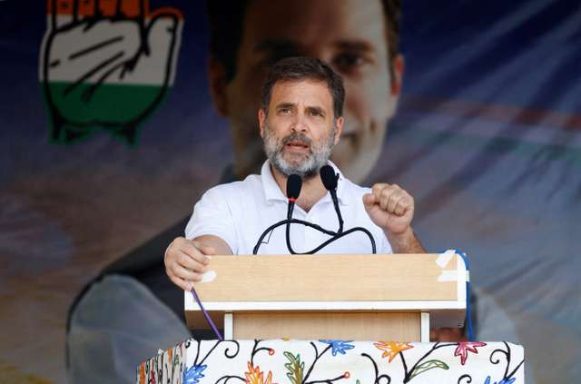 FILE PHOTO: Opposition leader Rahul Gandhi's campaing rally in South Kashmir