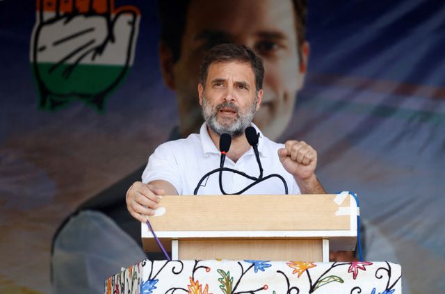 FILE PHOTO: Opposition leader Rahul Gandhi's campaing rally in South Kashmir