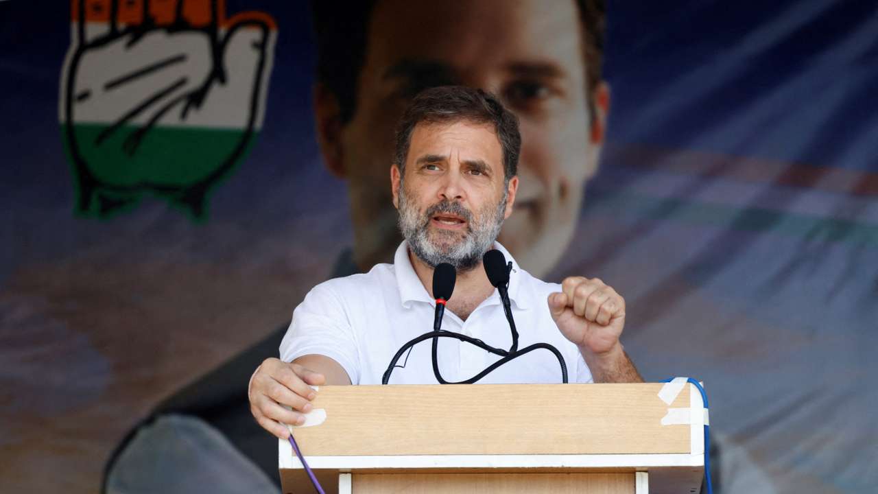 FILE PHOTO: Opposition leader Rahul Gandhi's campaing rally in South Kashmir