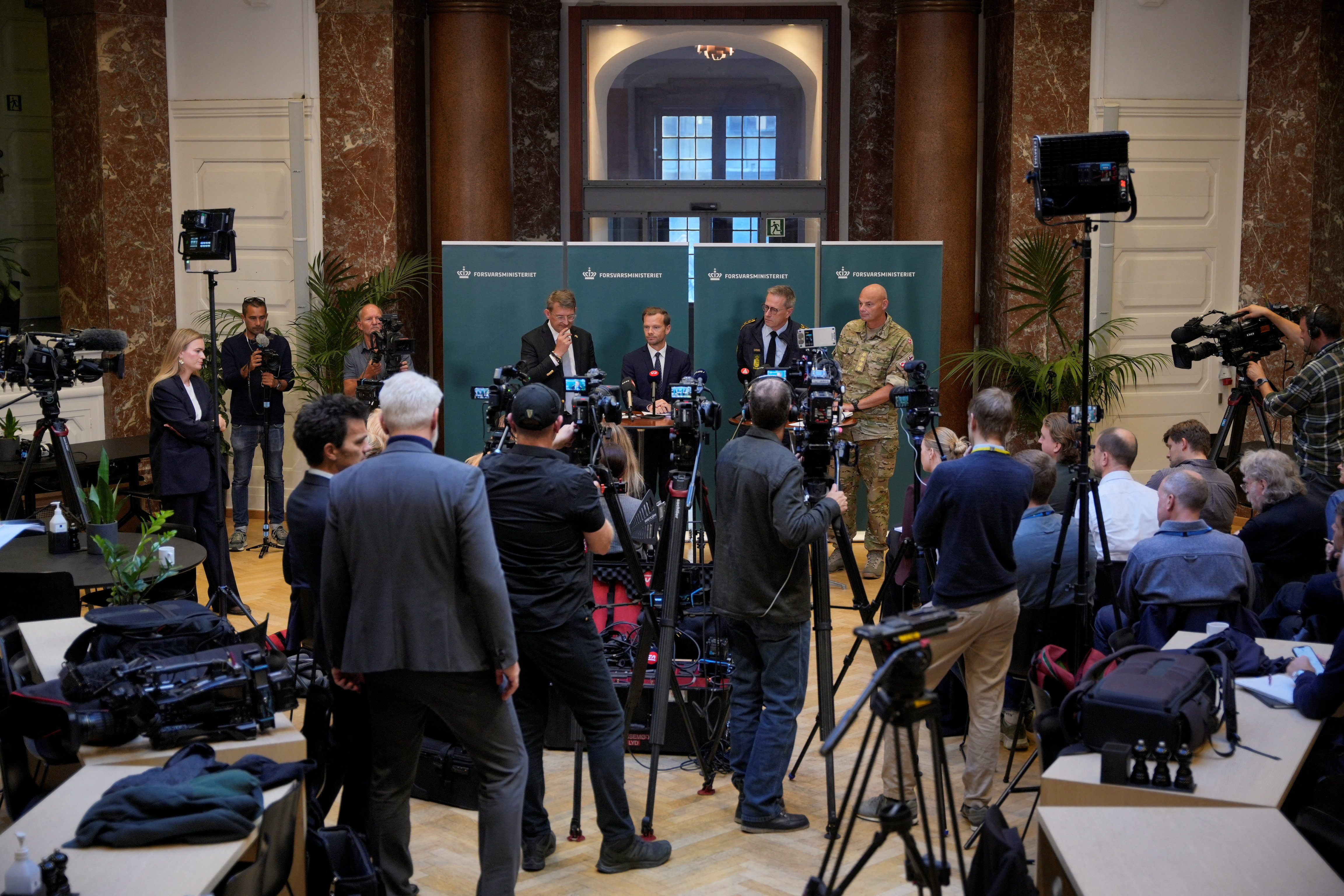 Denmark's Troels Lund Poulsen and Peter Hummelgaard hold press conference