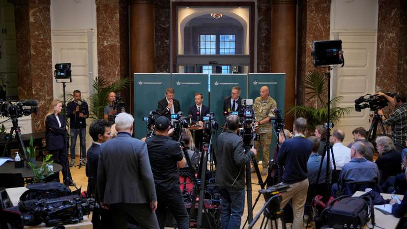 Denmark's Troels Lund Poulsen and Peter Hummelgaard hold press conference