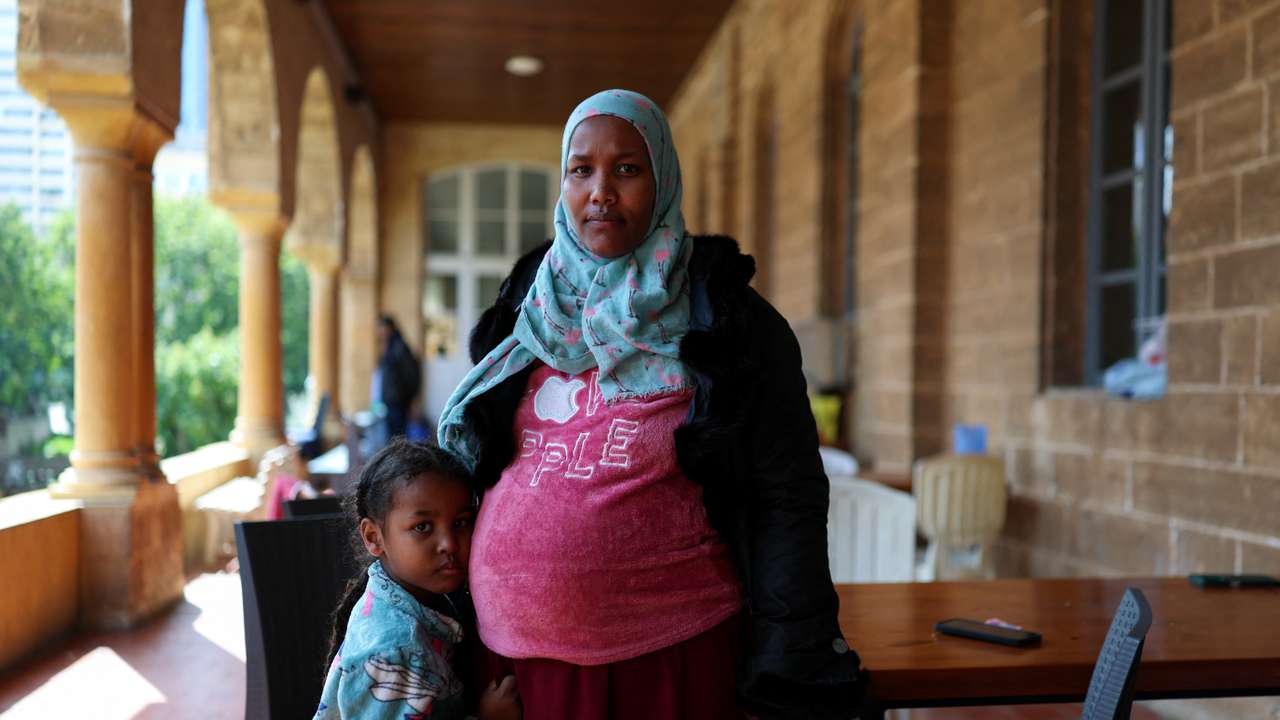 Refugees and displaced migrant workers shelter in St. Joseph Church, following an escalation between Hezbollah and Israel amid the U.S.-Israeli conflict with Iran, in Beirut