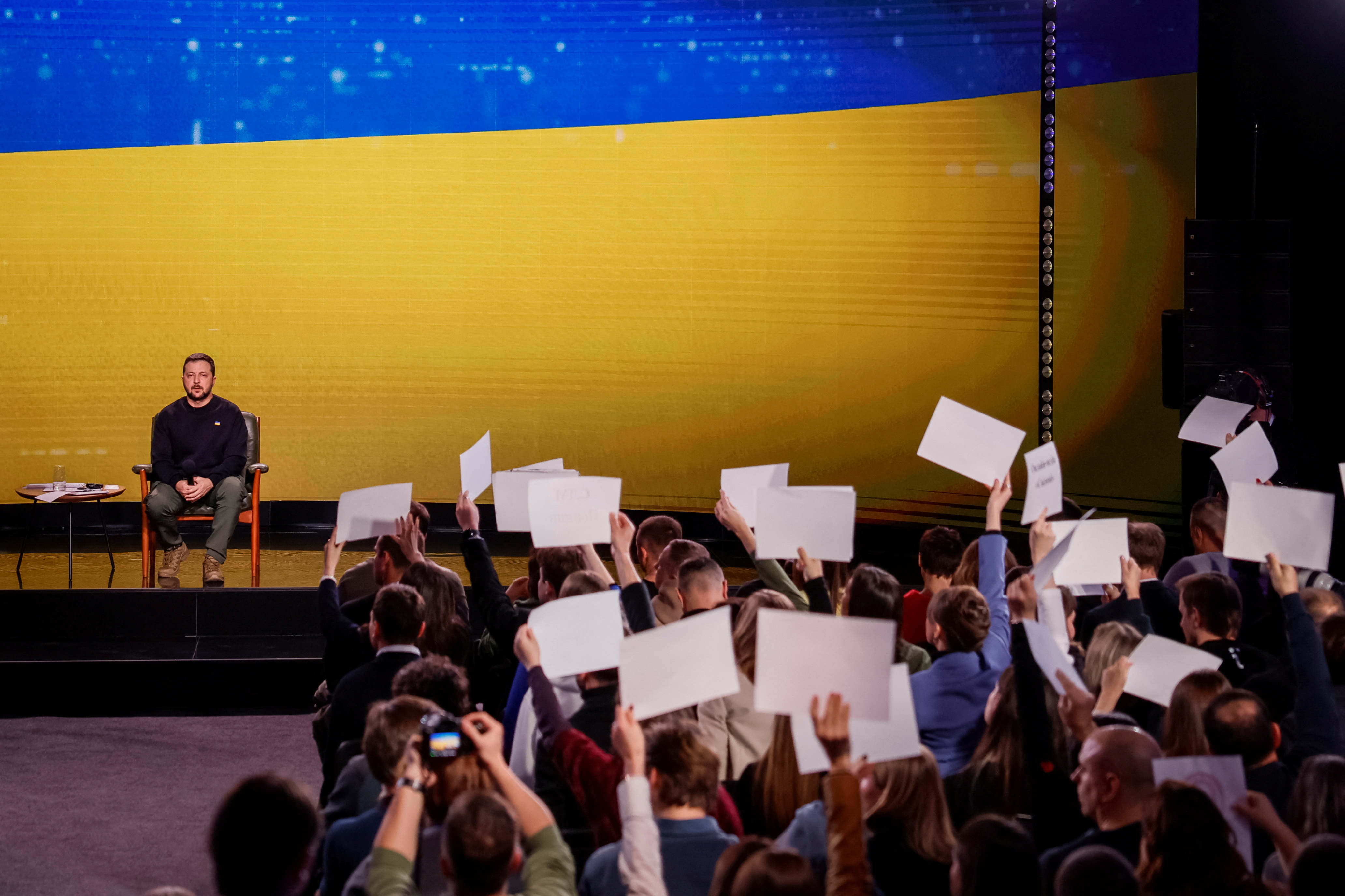 Ukraine's President Zelenskiy holds a press conference in Kyiv