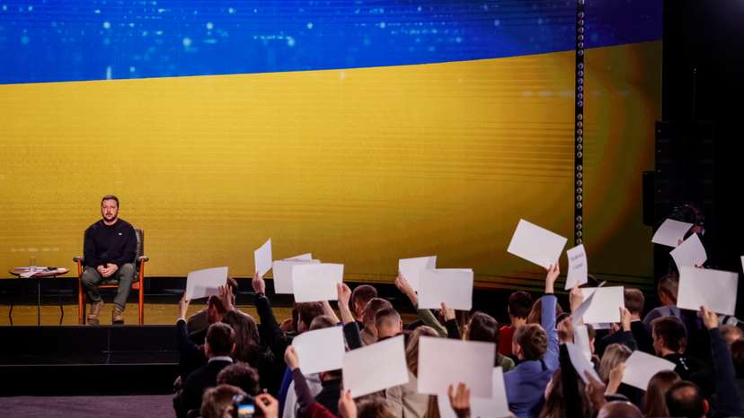 Ukraine's President Zelenskiy holds a press conference in Kyiv